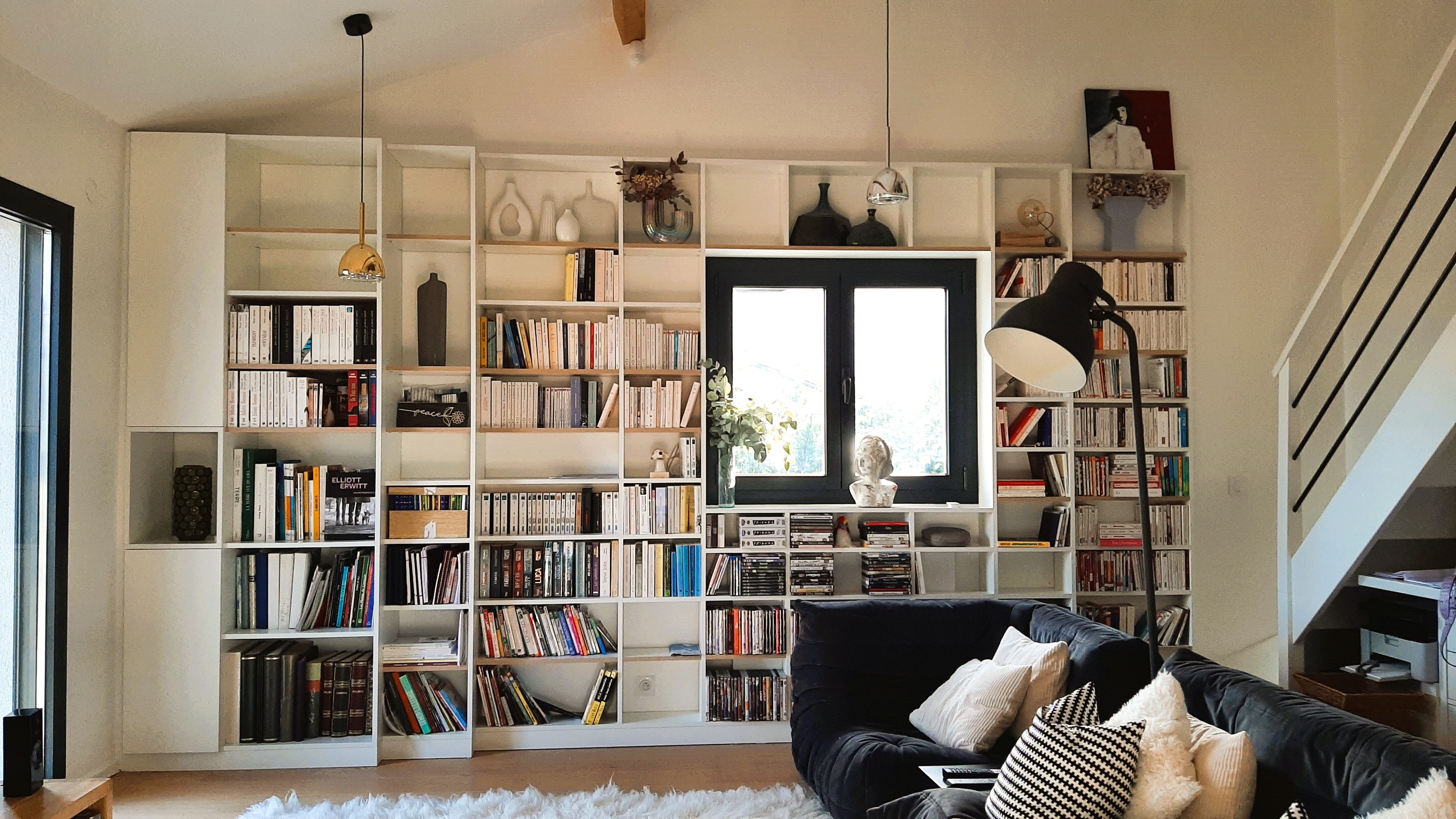 Bibliothèque blanche sur-mesure